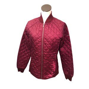 Columbia Omni-Heat Bomber Jacket Womens M Quilted Burgundy Insulated Winter Coat